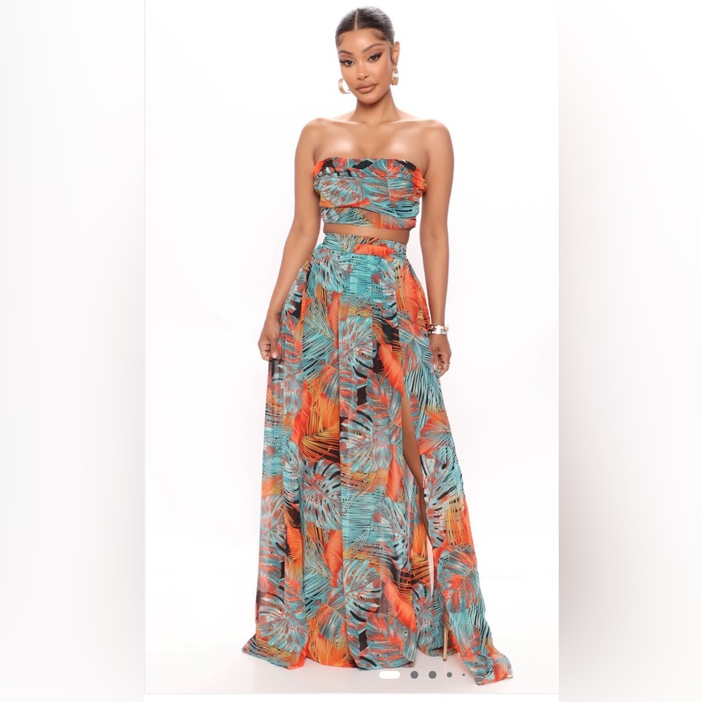 Tropical Print Maxi Skirt